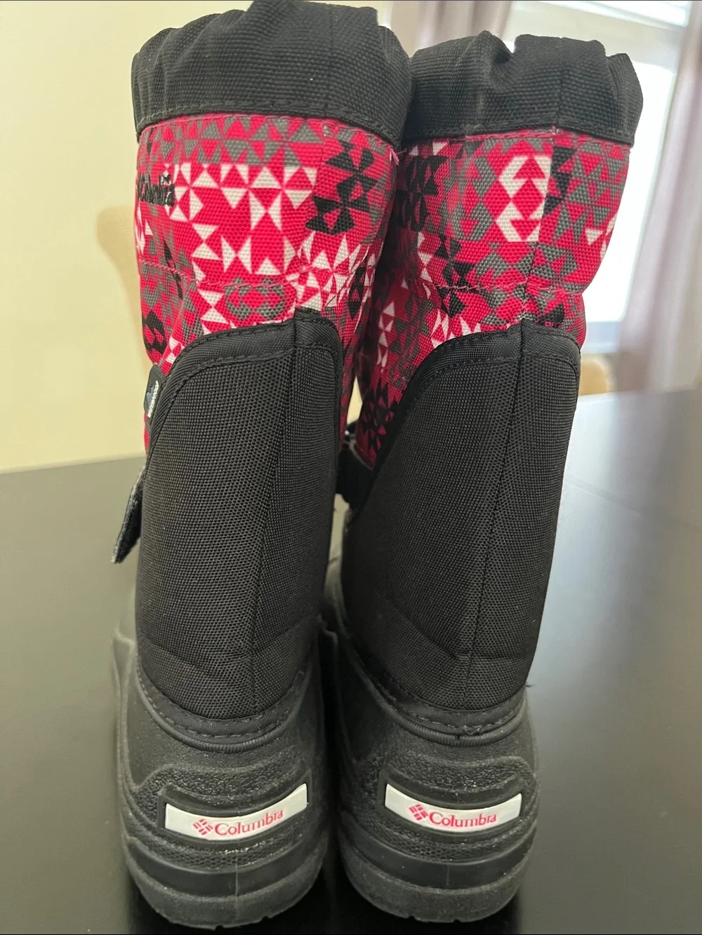 Columbia Kids Black and Pink Patterned Waterproof Snow Boots